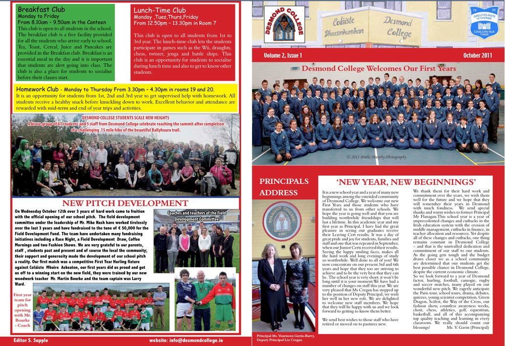 Desmond College Autumn Newsletter - Page 1