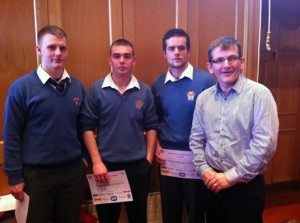 Billy Lyons, Andrew Barrett, Robert Toomey with Jimmy Lee from Ballygowan 2013