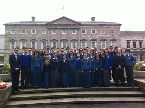 The TY class from Desmond College with Patrick O'Donovan TD, on their visit to the Dail where they met with national political figures to present their case for National Cardiac Screening for under 35s.
