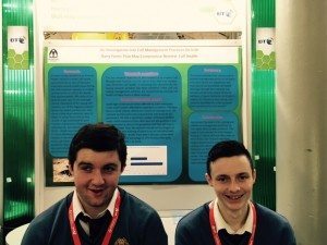 Desmond College Students Enjoying the BT Young Scientist : An investigation into calf management practices on irish dairy farms that may compromise neonatal calf health
