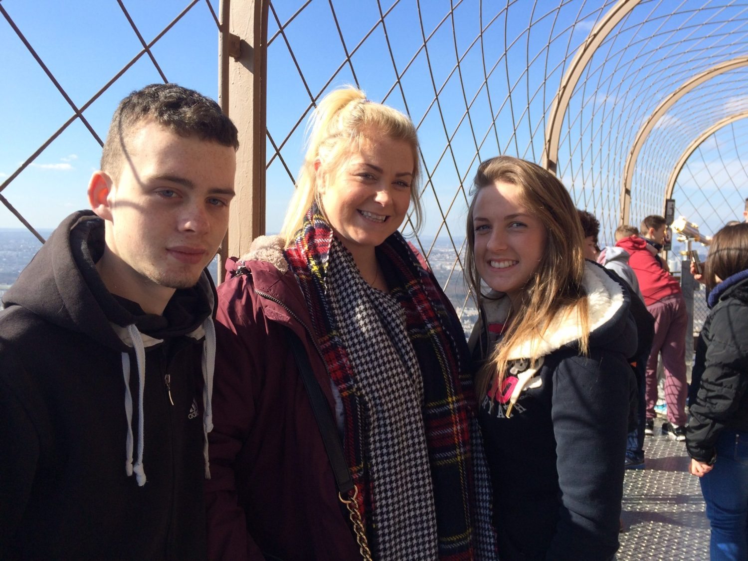 Paul Moroney, Ms Ryan and Aoife Larkin Enjoy the Signs on the Eiffel Tower