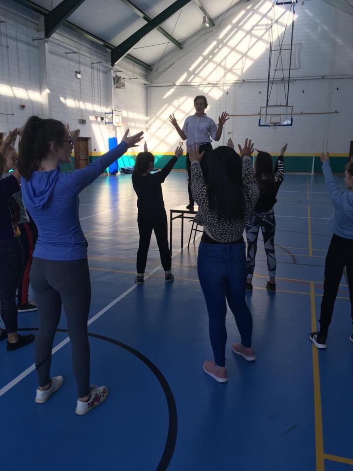 Oct 2018: Desmond College and Gaelcholaiste students prepare for the ABBA musical Thank you for the Music!