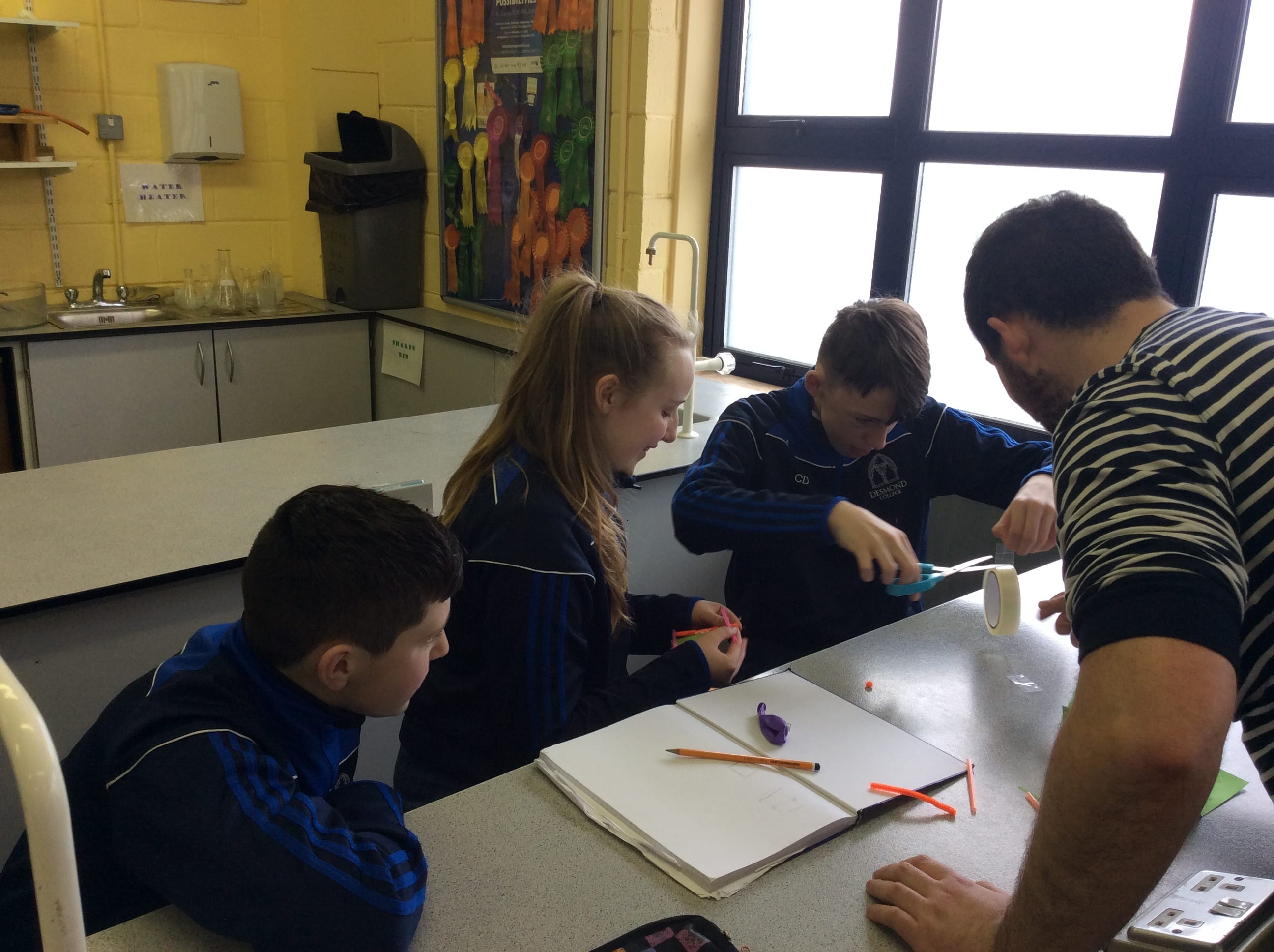 Mr O'Leary checking out the designs made by Ms O'Grady’s science class