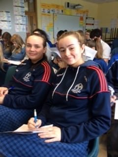 Amy O Shea and Alice Duffy enjoying the ‘Rayse the Game’ study skills programme